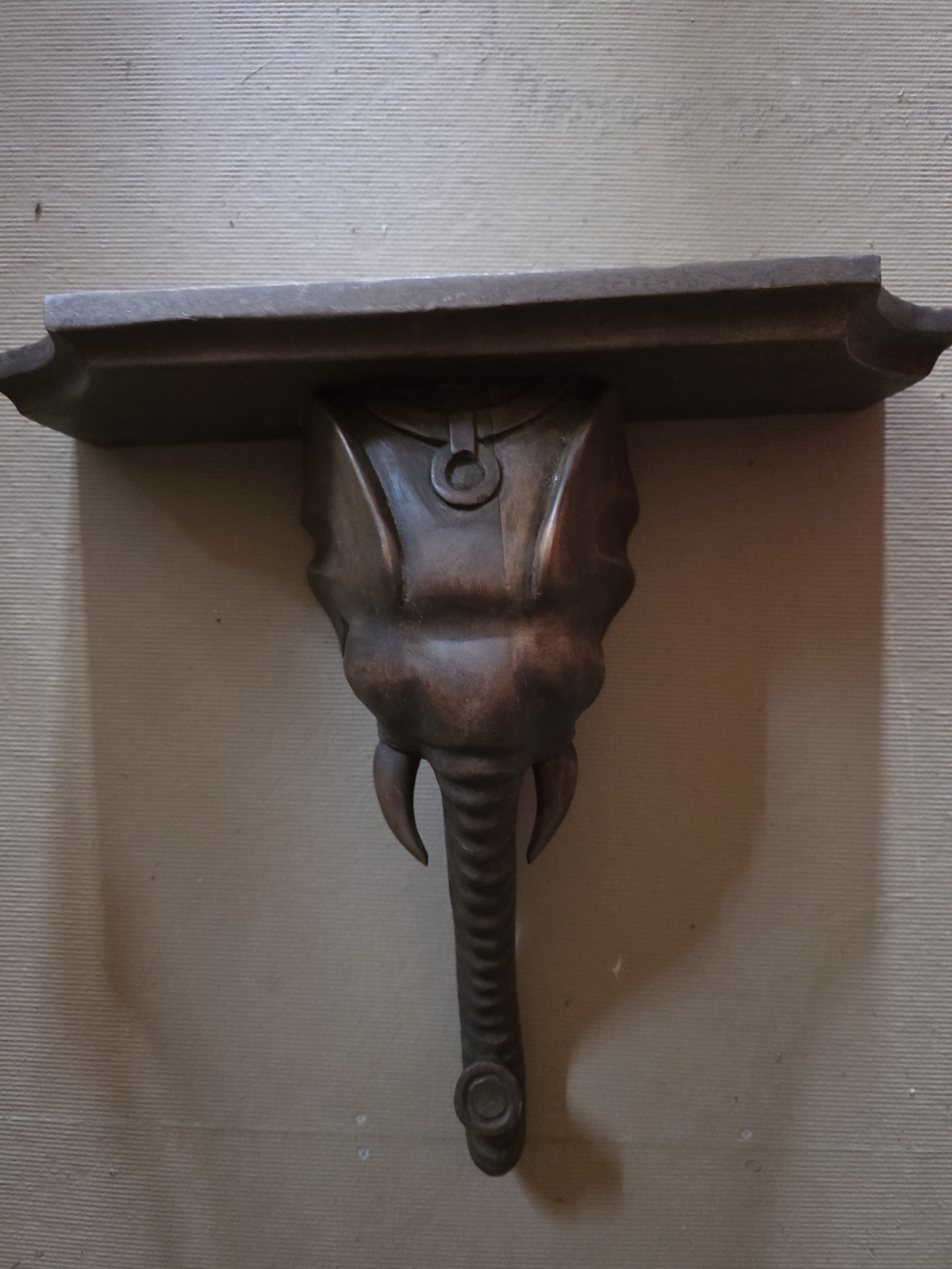 Decorative Elephant Wall Shelf in Antique Brown